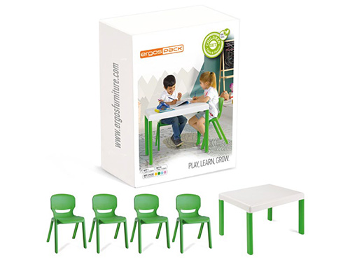 Pack ERGOS 2 mobilier enfants composé de 4 chaises et 1 table - Réf ERGK2 - BIOLAB_0