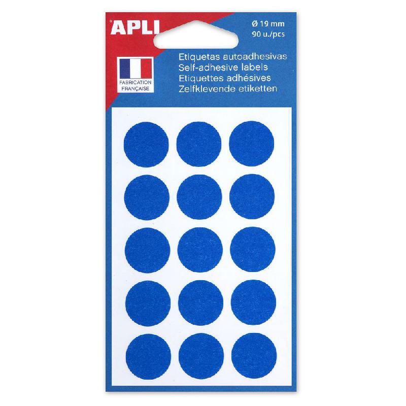 PASTILLES ADHESIVES DE COULEUR AGIPA - Ø 19 MM - POCHETTE DE 90 - COLORIS BLEU