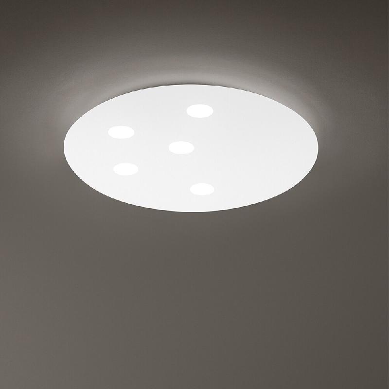 Plafonnier LED moderne en métal blanc mat 77 W 6160 lm, lumière chaude 3000 K, design fin pour intérieur - Diamètre 70 cm - Perenz - blanc 8192 B LC_0