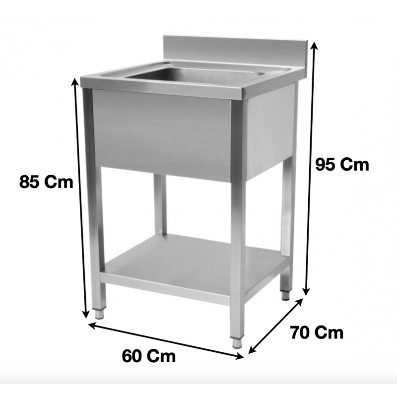 Plonge evier 1 bac avec sous tablette P700 mm - L600 mm - STSK067_0