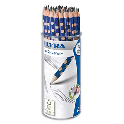 POT DE 48 CRAYONS GRAPHITE TRIANGULAIRES LYRA GROOVE SLIM AVEC GRIP ZONE GAUCHERS ET DROITIERS MINE HB