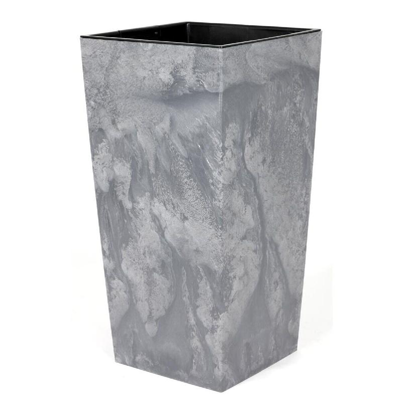 Prosperplast - Pot haut 49 L Urbi Square Effect en plastique avec réservoir, gris clair, 61x32,5x32,5 cm - gris plastique 377817_0