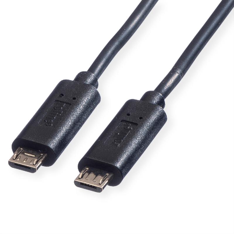 ROLINE Câble chargeur USB 2.0, Micro B - Micro B, M/M, noir, 0,3 m_0