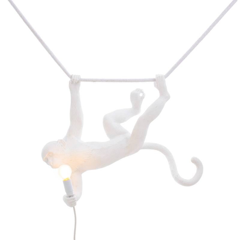 SELETTI SUSPENSION DÉCO LED MONKEY LAMP BLANCHE OSCILLANTE