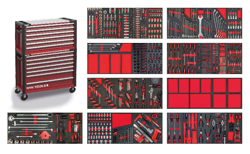 Servante d'atelier complète large, robuste avec coffre XXL 729 outils MW Tools MWE799G36A_0
