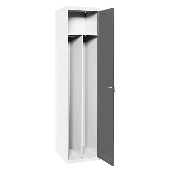 SimonRack Vestiaire Métallique Professionnel 1 Porte avec Clé, Double Compartiment, 1800x400x500, Blanc/Anthracite - Simonlocker - blanc métal 8425_0