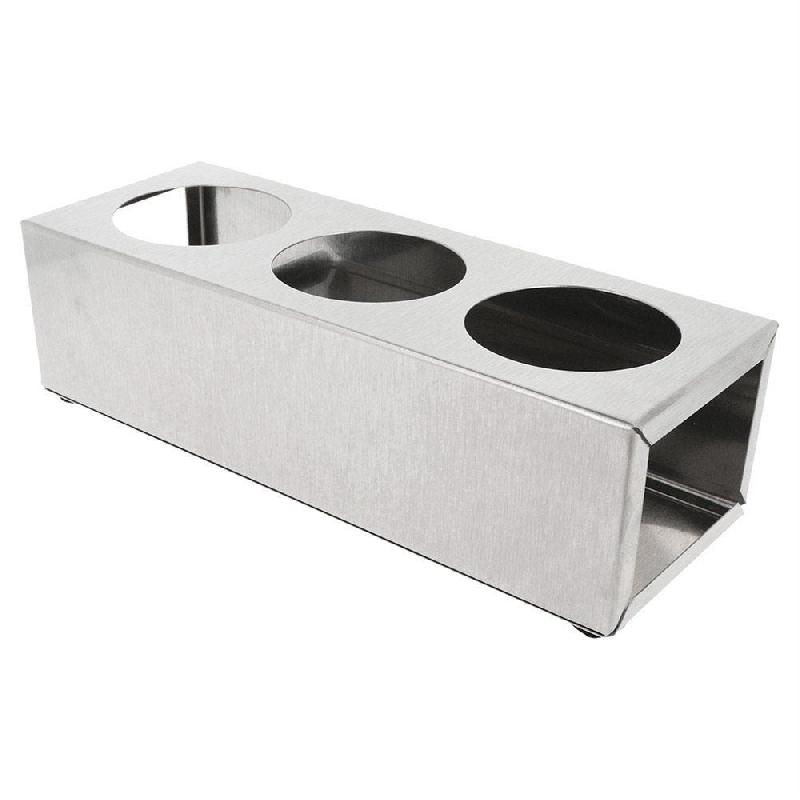 Support 3 flacons à sauces 720ml 28x10x8cm inox_0