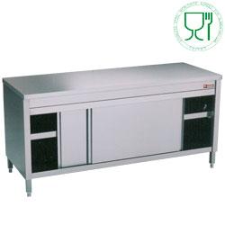 Table sur armoire inox portes coulissantes profondeur 700 mm gamme lux line 1600x700xh880/900 tables armoires inox avec portes coulissantes - TA167/M_0