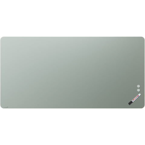TABLEAU EN VERRE MAT 100X200CM - SAGE GREEN - COIN ARRONDI - LEGAMASTER