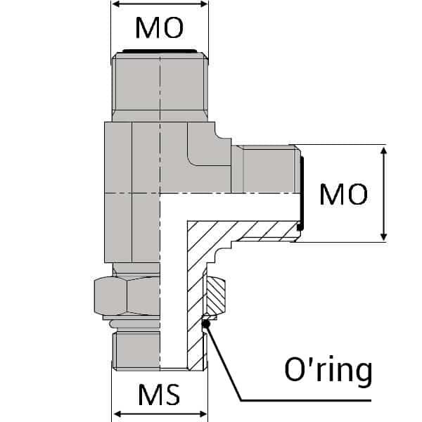 Té orientable renversé mâle ORFS x mâle ORFS x mâle SAE - 7/8' , 22.22 , 13/16' , 20.63_0