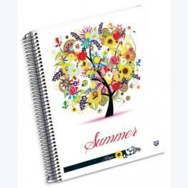 UNIPAPEL CAHIER TEMPO SPIRALE 15,5X21,5 240 PAGES DÉTACHABLES 5X5, COUVERTURES PP ASSORTIES