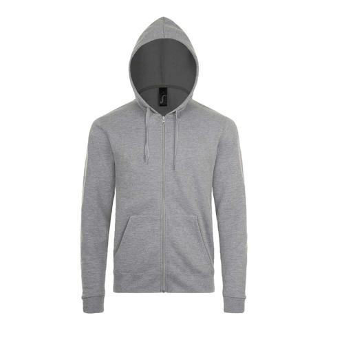 VESTE ZIPPÉE À CAPUCHE EN COTON GRIS CHINÉ