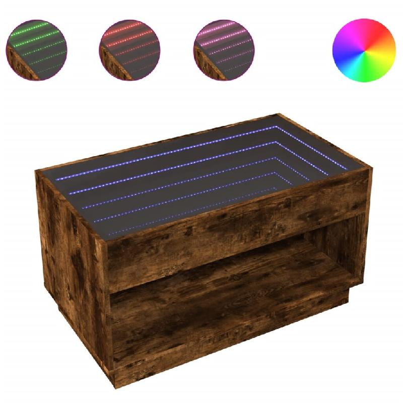 VidaXL Table basse avec LED infini chêne fumé 90x50x50 cm Modèle Boreal Line - 847669_0