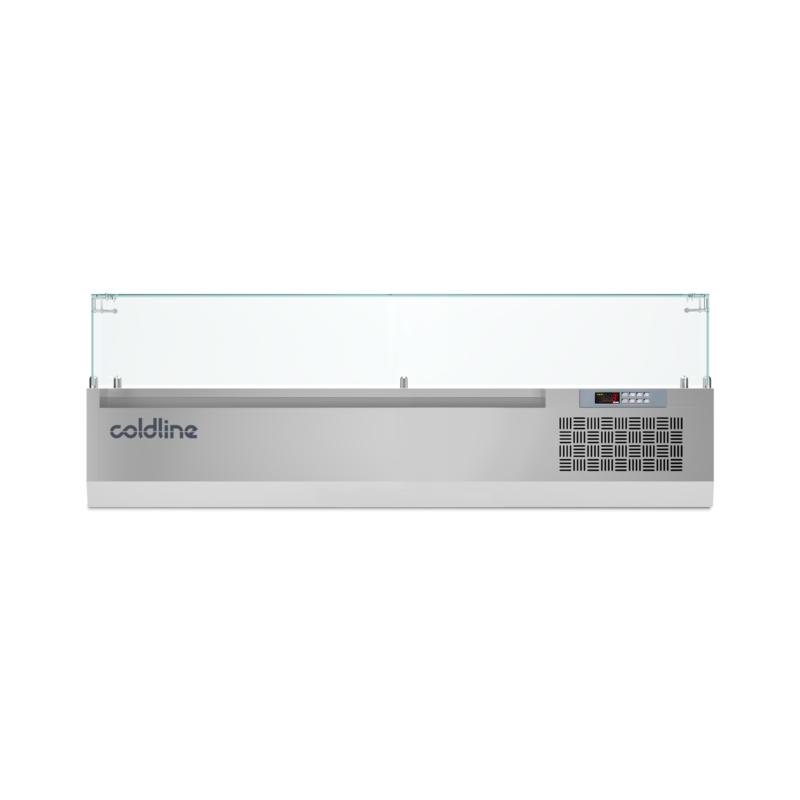 Vitrine ingredients réfrigérée à poser positive avec vitrage pour bacs gn 1/4 prof 320 - VP146N-2_0