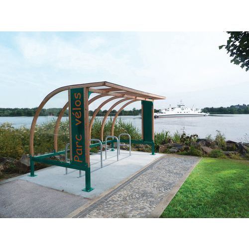 ABRI VÉLOS BOIS DE CENÉ 4 X 250 M VERT + 1 SUPPORT - ABRI PLUS