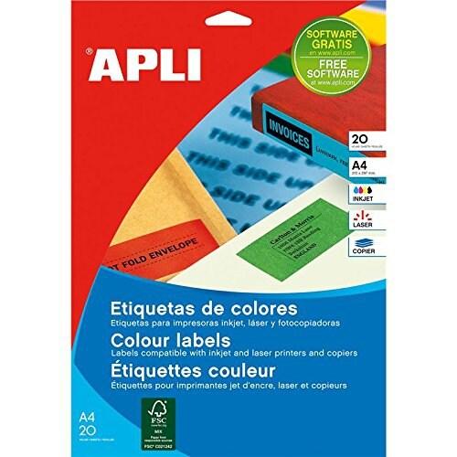 Apli 480 étiquettes vertes multi-usage, format 70 x 37 mm (20 feuilles A4 / cdt) - vert 8410782015949_0
