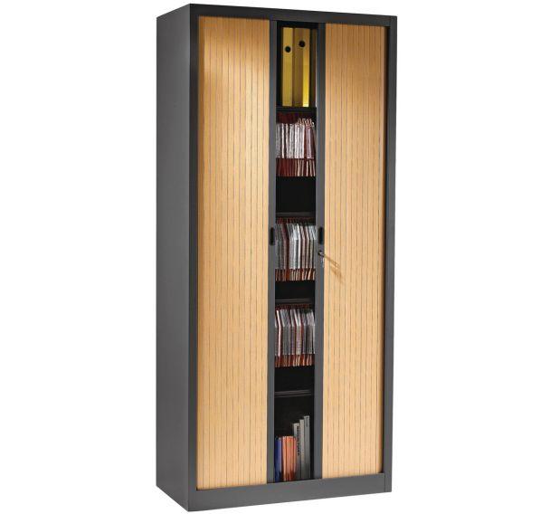 ARMOIRE MÉTAL PORTE RIDEAUX PVC LARGEUR 90 CM HAUTEUR 180 CM HÊTRE/ANTHRACITE - MANUTAN COLLECTIVITÉS