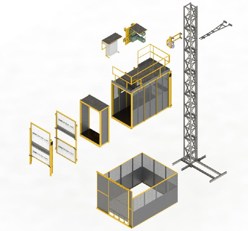 Ascenseur de chantier E30 - industriel pour personnes et matériaux - charge utile 3000 kg - jusqu'à 250 m de hauteur_0