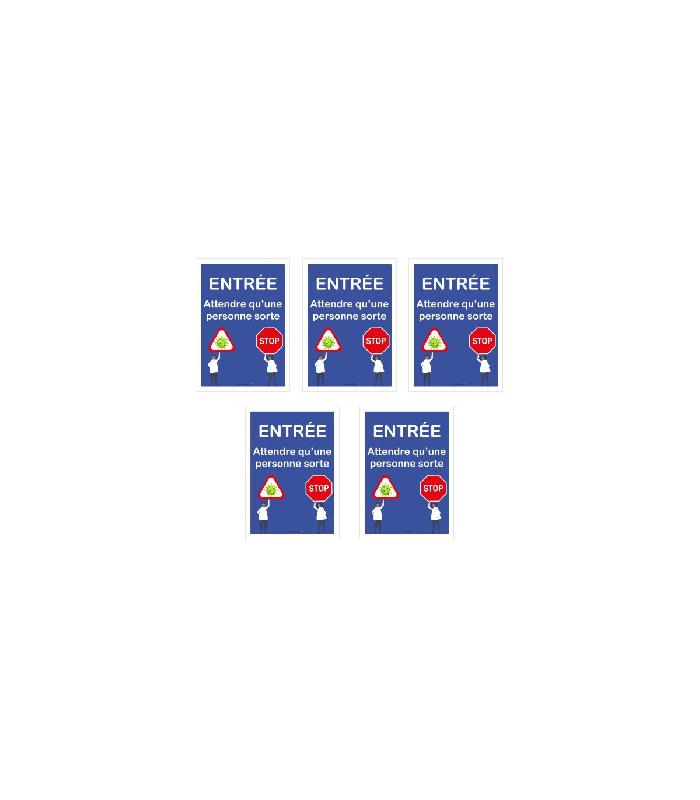 Autocollant - 'entrée attendre qu'une personne sorte' format A1 - lot de 5 - pro402a1x5_0