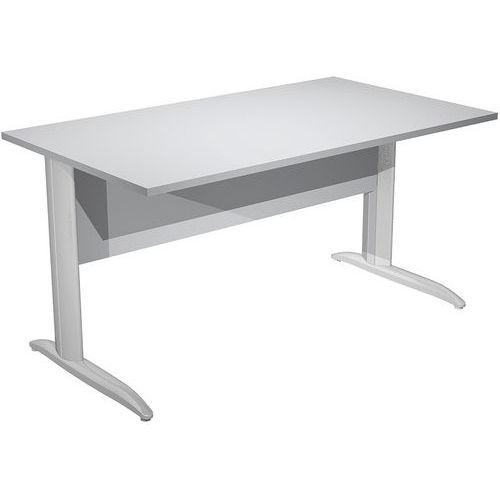 BUREAU DROIT PIEDS L EN MÉTAL FAST 140 CM - GRIS CHROME