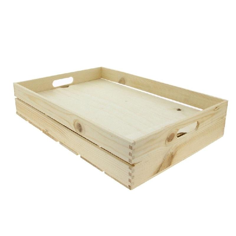 Cagette bois gm naturelle + faux fond bois L60xP40xH12cm par 5_0