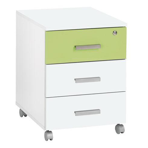 CAISSON MOBILE INTUITIV' 1 TIROIR VERT ET 2 TIROIRS BLANCS