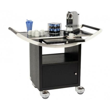 Chariot de service Orphée pause café 181Q-PC - bois placage chêne - plateau Corian 905x470 mm - finition inox brossé_0