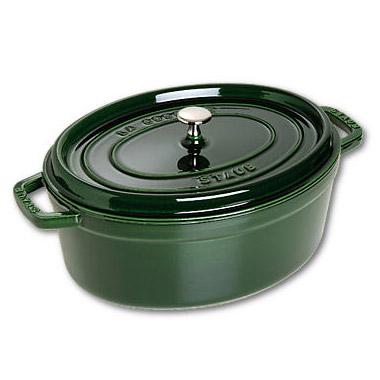COCOTTE EN FONTE OVALE 33 CM VERT BASILIC - STAUB - VITAMINES