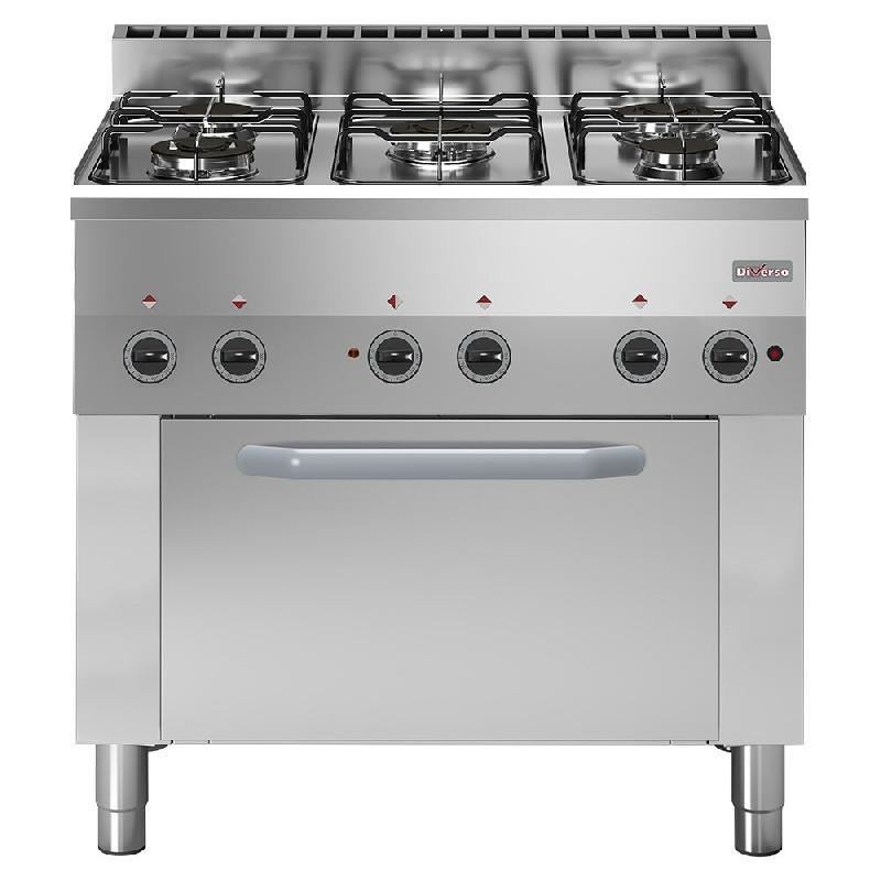 Diamond - Fourneau 5 feux gaz, four à convection électrique 4x GN 1/1 - réf. WR-C5FV-65 - gris AKS-WR-C5FV-65_0