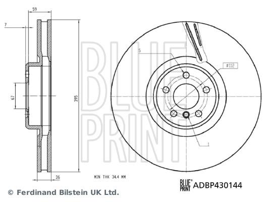 Disque de frein ventilé Blue Print ADBP430144 - boîte de 1 disque pour montage avant_0