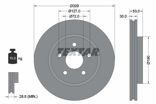 Disque de frein ventilé Textar 92184503 - boîte de 1 disque_0