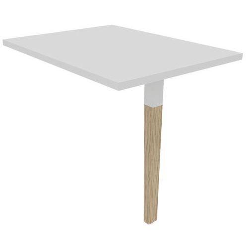 EXTENSION RETOUR 1 PIED MÉTAL 80X60 CM PLATEAU BLANC/PIEDS BOIS - BURONOMIC