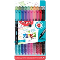 FINELINER GRAPH'PEPS PREMIUM, ÉTUI DE 20 EN PLASTIQUE - LOT DE 2