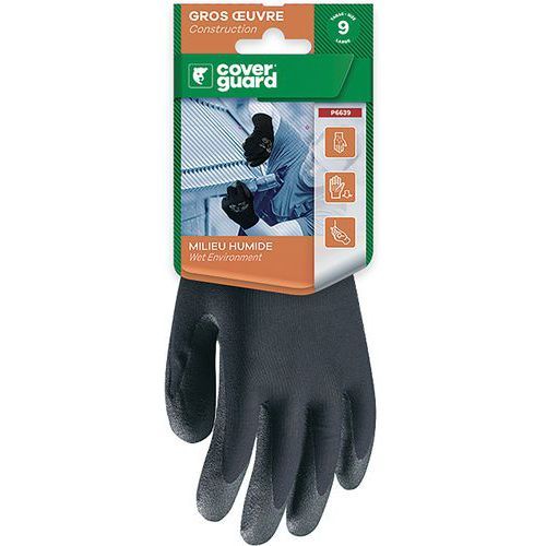 GANTS DE MANUTENTION EUROLITE 6640 POLYAMIDE ENDUIT MOUSSE PVC - NOIR - 10