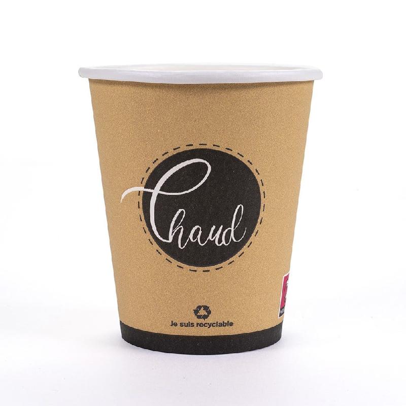 Gobelet en carton boisson chaude et froide imprimé 25cl Ø8x9,10cm - par 50 - étanche avec lamination PE_0