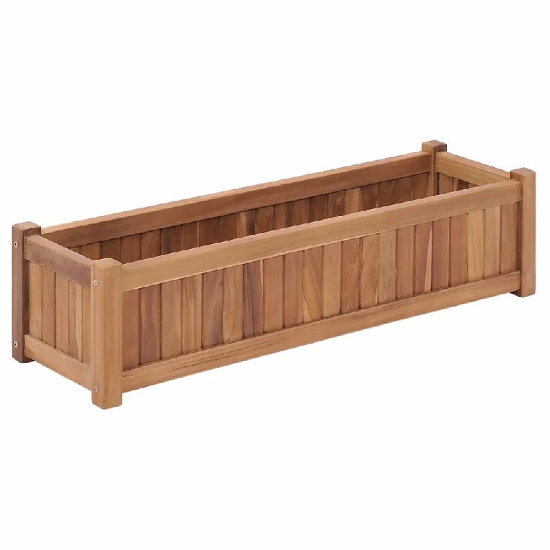 Helloshop26 - Lit surélevé pour plantes 100 x 30 x 25 cm jardin escamotable en bois de teck naturel 02_0045958 - Bois massif 3000233975837_0