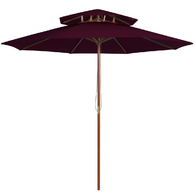Helloshop26 - Parasol double avec mât en bois 270 cm rouge bordeaux 02_0008443 - 3000450947761_0