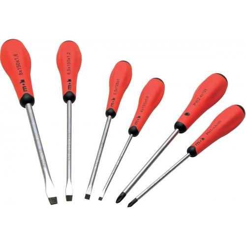 JEU DE 6 TOURNEVIS FENTE ET PHILLIPS - 4 FENTE + 2 PHILIPS MOB