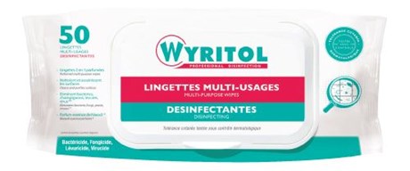 LINGETTE MULTI-USAGES DÉSINFECTANTE WYRITOL (VENDU PAR 50)