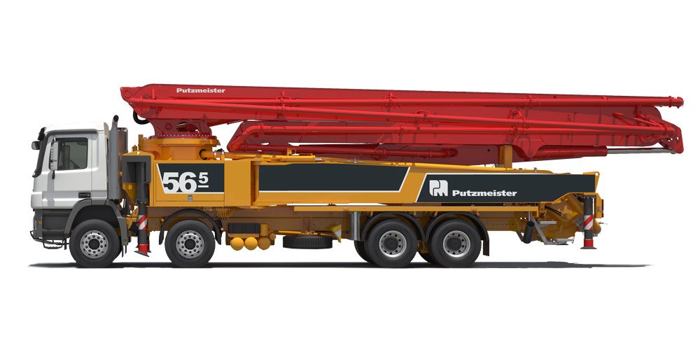 Camion pompe à béton M56-5 Putzmeister - flèche 5 sections, portée verticale 55,1 m, compact et économique_0