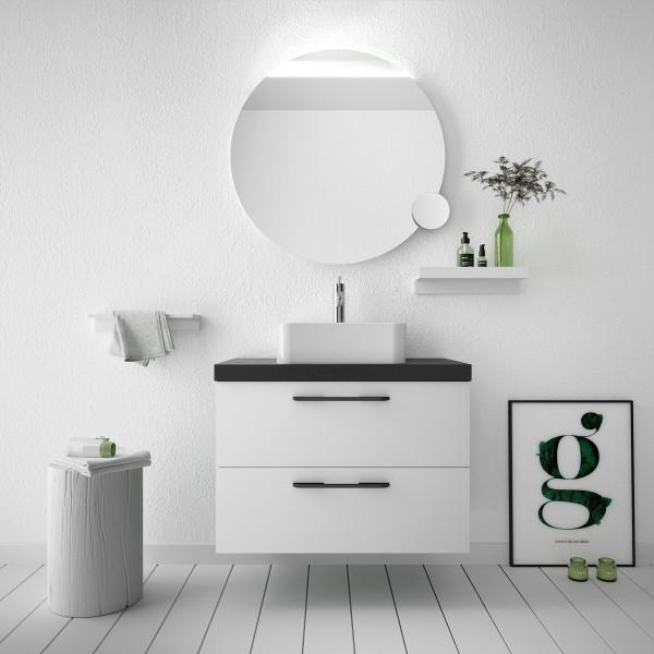 MEUBLE DE SALLE DE BAINS FUSSION CHROME 800 2 TIROIRS WHITE COTTON - SALGAR 81700