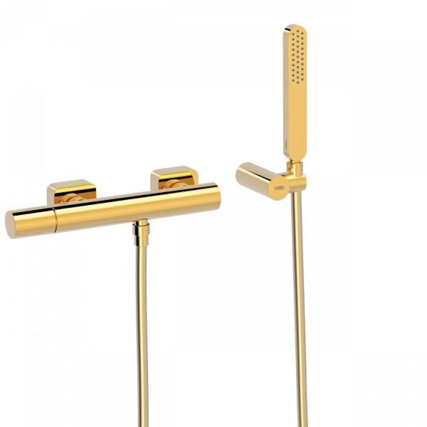 MITIGEUR DOUCHE DOUCHETTE À MAIN ANTICALCAIRE AVEC SUPPORT ORIENTABLE ET FLEXIBL - TRES 20016701OR