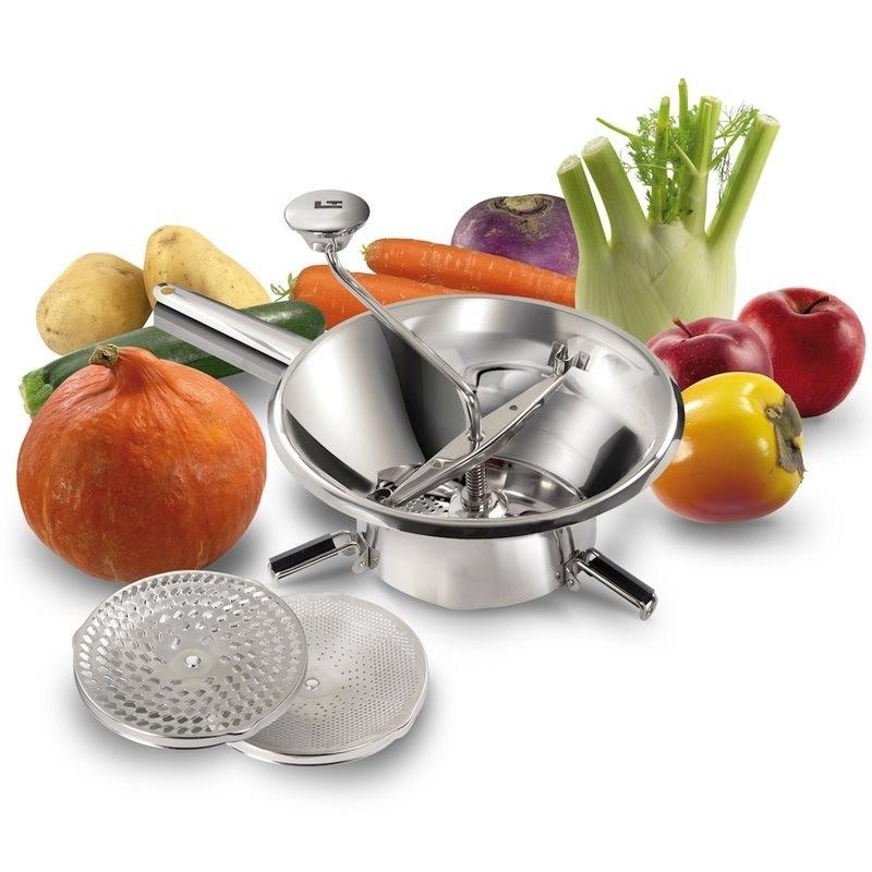 Moulin passe-légumes ménager inox Ø 24 cm - 3 grilles (1,5 - 2,5 - 4 mm) - Louis Tellier_0
