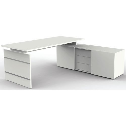 POSTE DE TRAVAIL FORM4 BUREAU L 1800/BUFFET L 1600 MM BLANC - KERKMANN