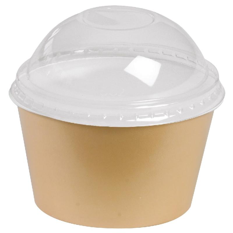 Pot à glace NOVACUP beige 240 ml avec couvercle dôme - Sundae & dessert gourmand - Pack été 2 cartons - Lot de 2000 - beige en carton BFCDO248-PE2_0