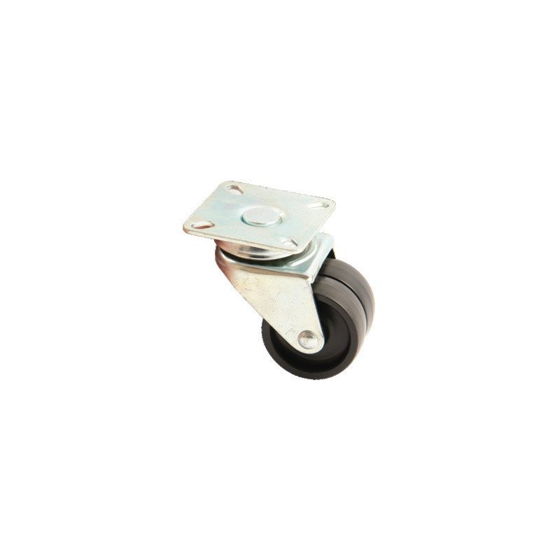 ROUE DOUBLE GALET 50MM PLATINE CARRÉ PIVOTANTE - AVL - 590051A