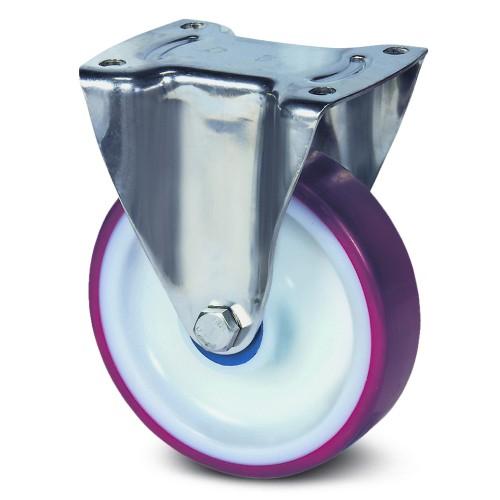 ROULETTE FIXE INOX - BANDAGE ROUGE - PLATINE - Ø DE ROUE 125 MM - ALPHA TENTE