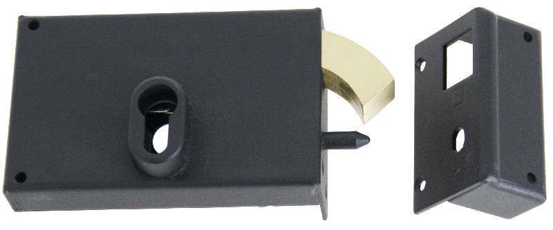 SERRURE MONOPOINT EN APPLIQUE À CROCHET PROFILÉ EUROPÉEN HORIZONTALE DROITE FINITION EPOXY NOIR - JPM - 384500-01-11