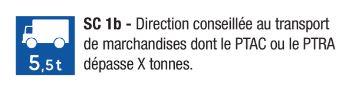 Signalisation d'indication SC 1b - Direction conseillée pour véhicules transport de marchandises PTAC/PTRA > X tonnes_0