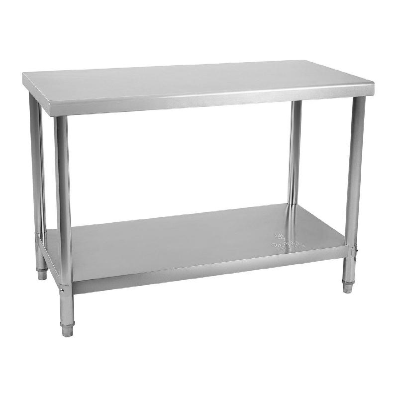 TABLE DE TRAVAIL CUISINE PROFESSIONNELLE ACIER INOX 120 X 60 CM CAPACITÉ DE CHARGE DE 110 KG 14_0003655_0